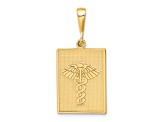 14k Yellow Gold Textured Caduceus Pendant