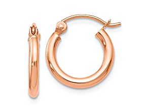 14k Rose Gold 1/2 inch Polished Hoop Earrings