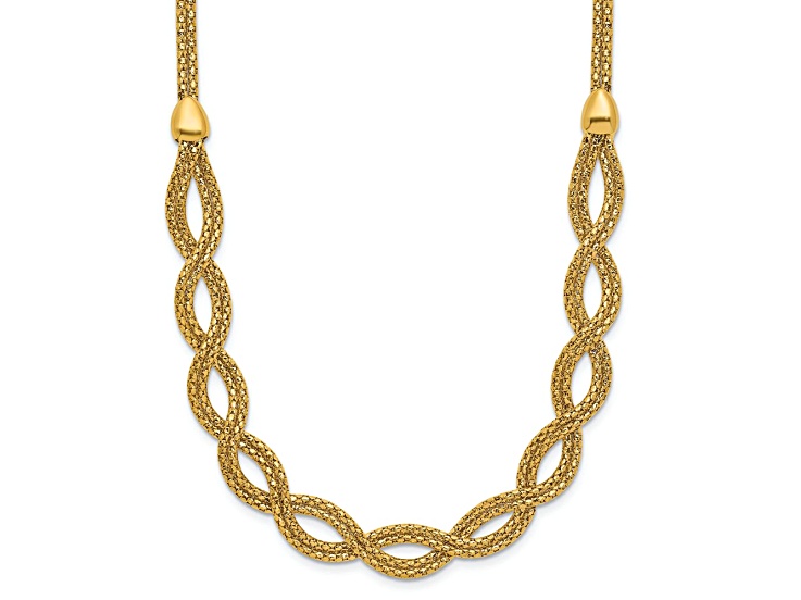 14K Yellow Gold Polished Fancy Woven Necklace