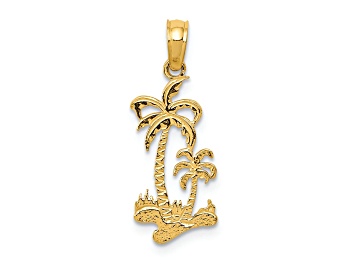Picture of 14k Yellow Gold Double Palm Trees Pendant