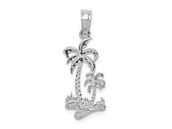 Picture of Rhodium Over 14k White Gold Double Palm Trees Pendant