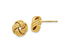 10k Yellow Gold Knot Polished Diamond-Cut Stud Earrings