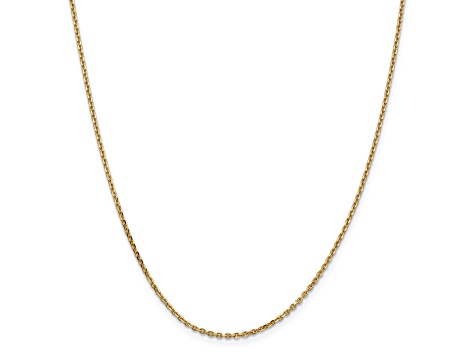 14K Yellow Gold 1.65mm Solid Diamond-cut Cable Chain Necklace