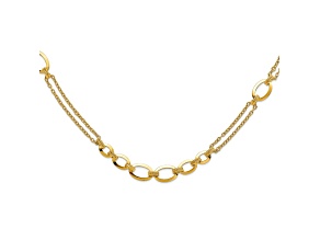 14k Yellow Gold Polished and Diamond-Cut Fancy Double-stranded Link 23.5 Inch Necklace
