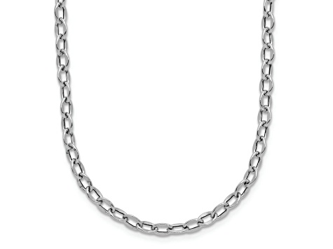 Rhodium Over 14k White Gold 3.3mm Polished Fancy Flat Cable 18 Inch Chain