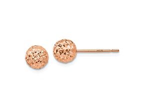 14k Rose Gold 6mm Diamond-Cut Ball Stud Earrings