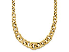 14k Yellow Gold Polished Fancy Graduated Circle Link 16 Inch Necklace