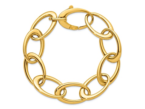 14K Yellow Gold Oval Link 8.5 Inch Bracelet