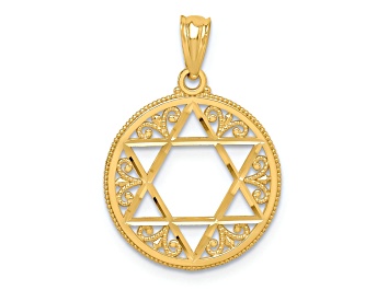 Picture of 14k Yellow Gold Textured Filigree Star of David Pendant