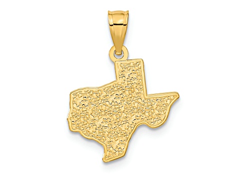 14k Yellow Gold Textured State of Texas Map Pendant