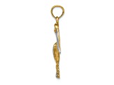 14k Yellow Gold and Rhodium Over 14k Yellow Gold Textured Standing Pelican Charm