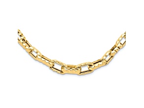 14k Yellow Gold 8.85mm Polished Hammered Graduated Link 18 Inch Chain