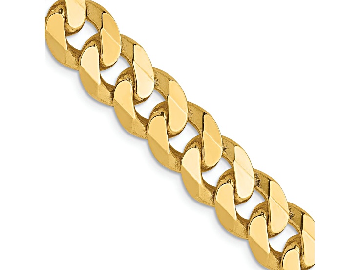 14k Yellow Gold 8.75mm Flat Beveled Curb Link Bracelet