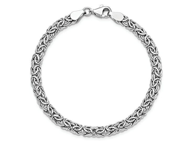 Rhodium Over 14k White Gold Polished 6mm Fancy Link Bracelet