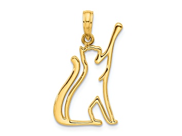 Picture of 14k Yellow Gold Polished Cat Reaching Pendant