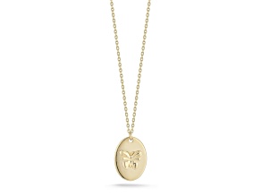 Bellissima Gold 14K Yellow Gold Butterfly Oval Disc Pendant Necklace