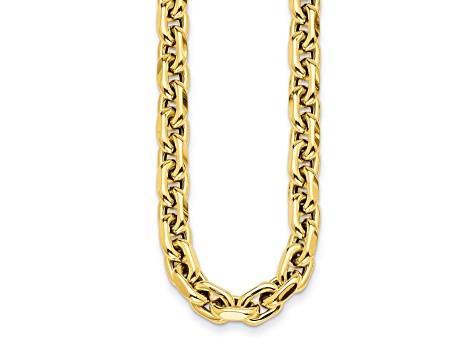 14K Yellow Gold 10.5mm Fancy Open Link 24-inch Necklace