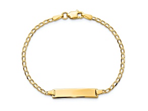 14k Yellow Gold Flat Curb Link ID Bracelet