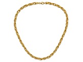 14K Yellow Gold Polished and Grooved Fancy Oval Link Necklace