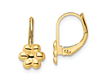 Picture of 14K Yellow Gold Polished Flower Leverback Earrings