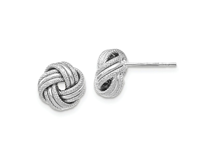 14k Yellow Gold and Rhodium Over 14k Yellow Gold Polished Diamond-Cut Knot Stud Earrings