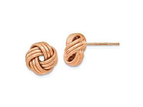 14k Yellow Gold and Rose Gold Plating Over 14k Yellow Gold Polished Diamond-Cut Knot Stud Earrings