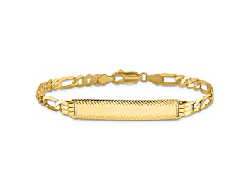 Picture of 14k Yellow Gold Diamond-Cut Figaro Link ID Bracelet