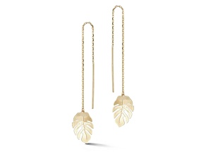 Bellissima Gold 14K Yellow Gold Banana Leaf Threader Earrings