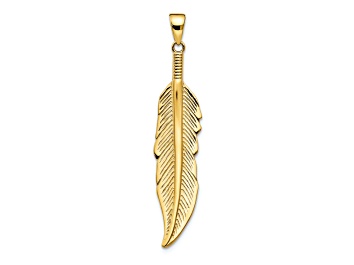 Picture of 14K Yellow Gold Textured Feather Pendant