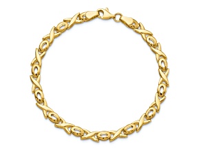 14k Yellow Gold Polished 4mm XOXO Link Bracelet