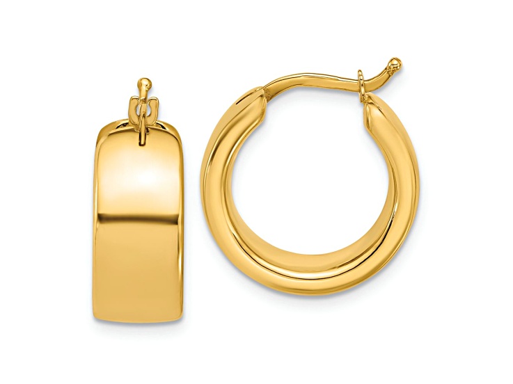 14k Yellow Gold 3/4 inch Polished Round Hoop Earrings