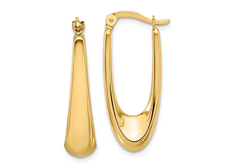 14k Yellow Gold 1 1/16 inch Polished Hoop Earrings