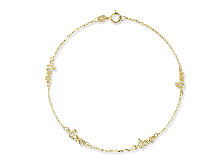 Bellissima Gold 14K Yellow Gold Dainty Love Station Bracelet