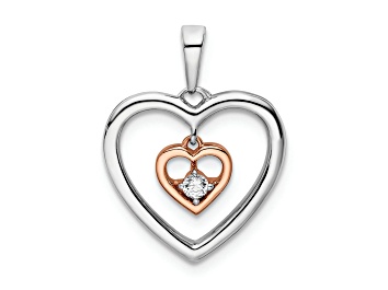 Picture of 14k White Gold and 14k Rose Gold Double Heart Diamond Pendant