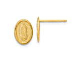 14k Yellow Gold Polished and Satin Our Lady of Guadalupe Stud Earrings