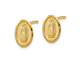 14k Yellow Gold Polished and Satin Our Lady of Guadalupe Stud Earrings