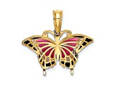 14k Yellow Gold Small Enameled Pink Butterfly Pendant