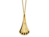 14K Yellow Gold With Black Enamel Polished Fancy Pendant With 16.5 Inch Cable Chain