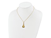 14K Yellow Gold With Black Enamel Polished Fancy Pendant With 16.5 Inch Cable Chain