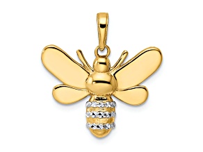 14k Two-tone Gold Diamond-Cut Bumblebee Pendant