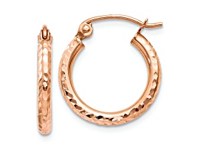 14k Rose Gold 9/16 inch Diamond-Cut Hoop Earrings
