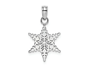 Rhodium Over 10K White Gold Small Snowflake Pendant