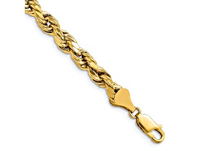 14k Yellow Gold 5.5mm Diamond-Cut Rope Link Bracelet