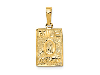 Picture of 14k Yellow Gold Textured Mile 0 Key West Mile Marker Pendant