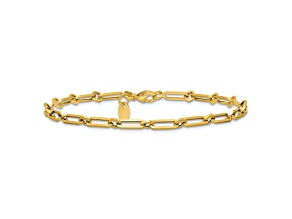 14k Yellow Gold Polished 3.65mm Fancy Paperclip Link Bracelet