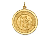 14k Yellow Gold Solid Polished and Satin Medium Round Disc Saint Christopher Medal Pendant