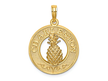 Picture of 14k Yellow Gold Textured CHARLESTON Pineapple Charm