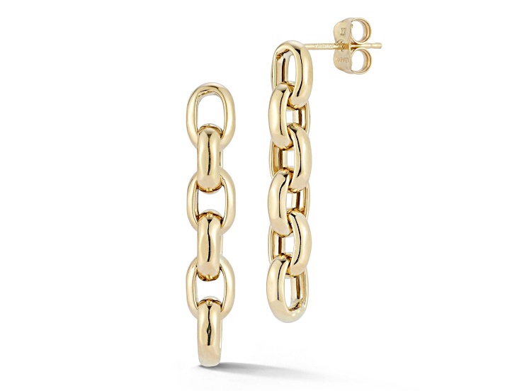 Bellissima Gold 14K Yellow Gold 6-Link Rolo Chain Dangle Earrings