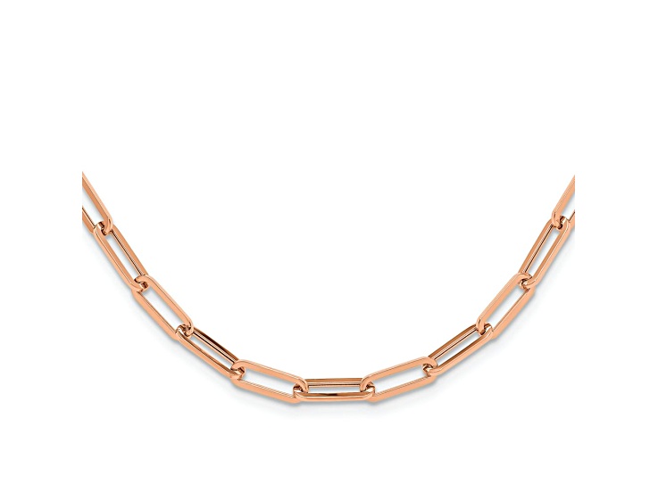 14k Rose Gold 4.5mm Polished Fancy Link 18 Inch Necklace