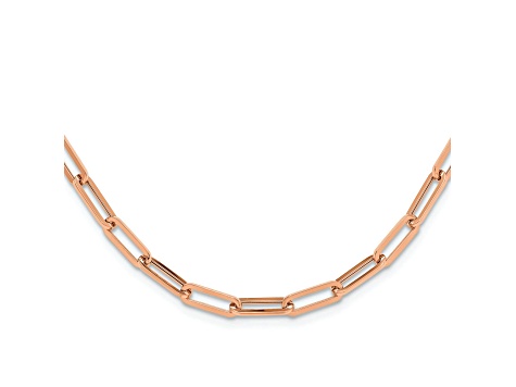 14k Rose Gold 4.5mm Polished Fancy Link 18 Inch Necklace
